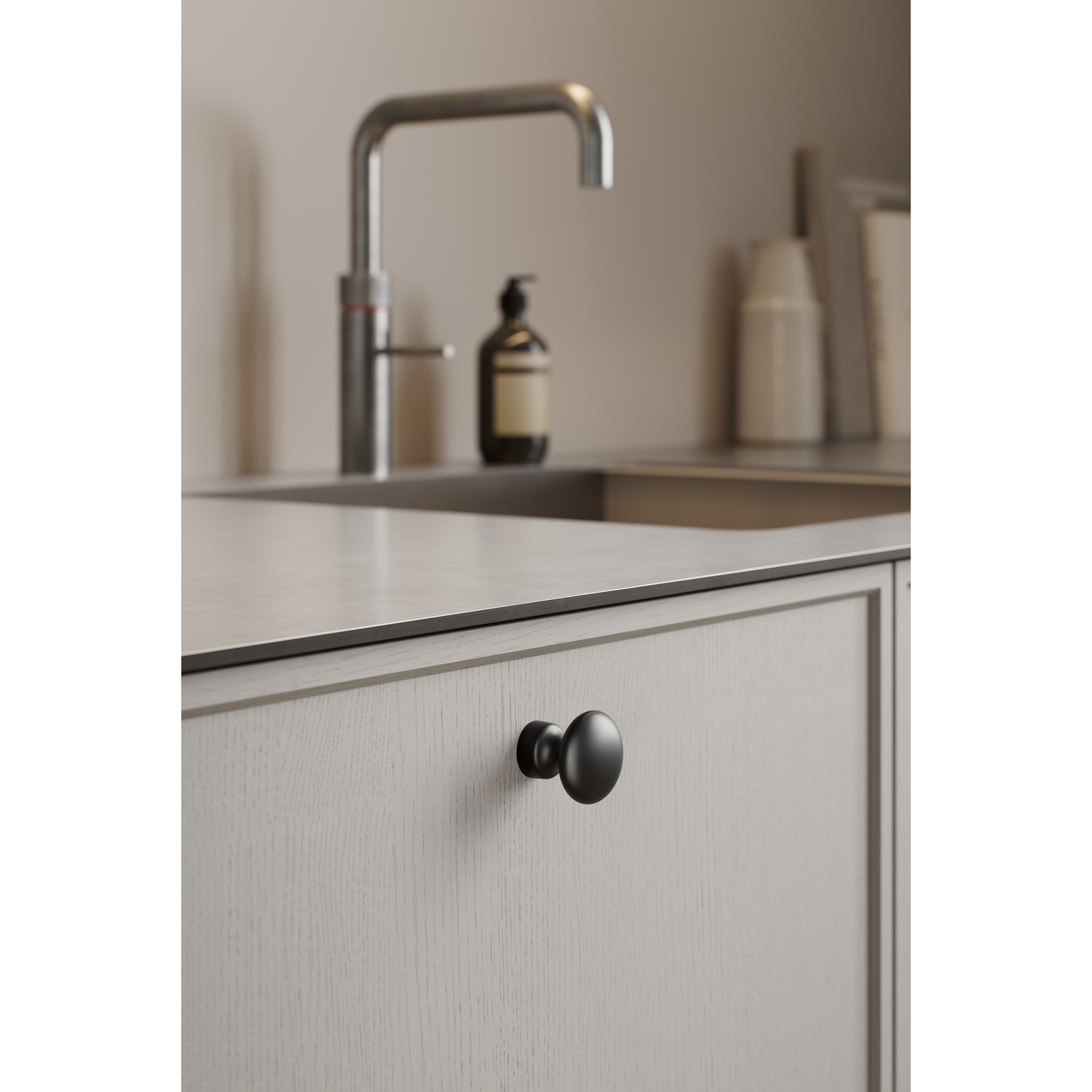 Knop BARON ø32 h32 zamak mat zwart